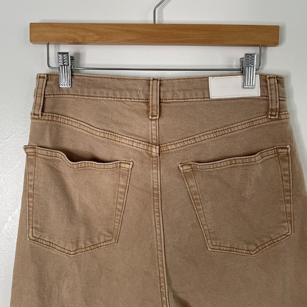 RE/DONE Jeans Womens 28 Washed Khaki‎ 70s Ultra High Rise Stove Pipe Button Fly - Picture 6 of 14